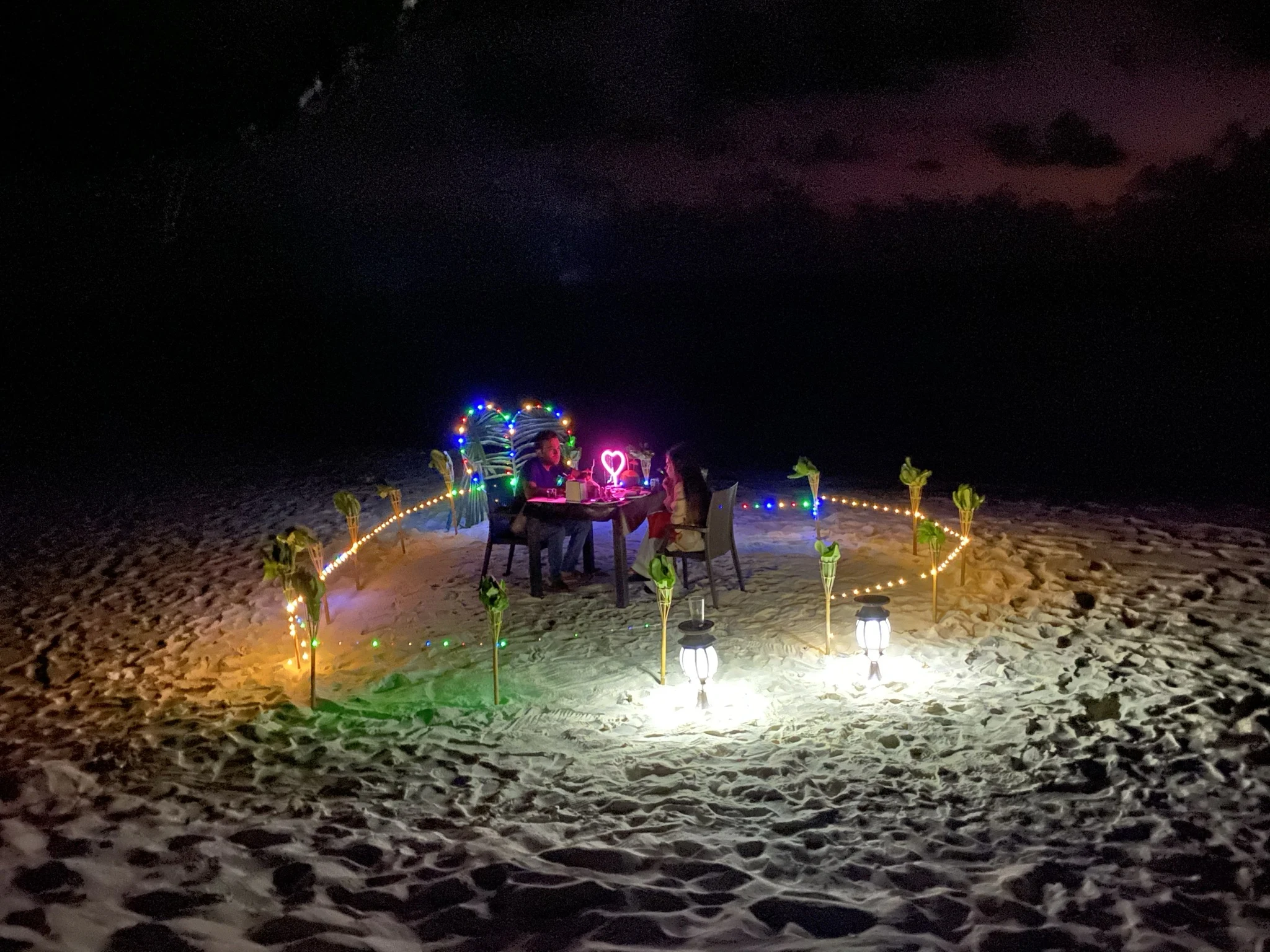 A candlelit beach dinner arranged by Paguro Maldives on Ukulhas