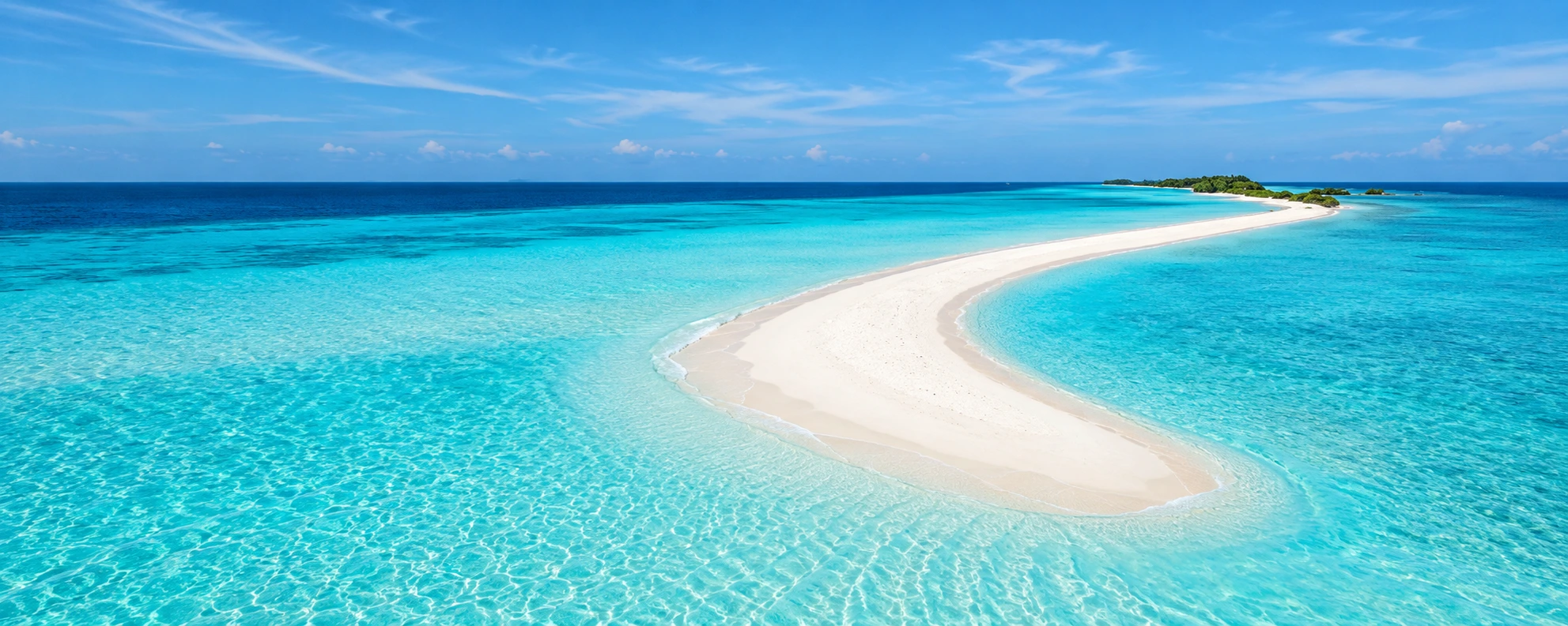White sandbank surrounded by a turquoise lagoon